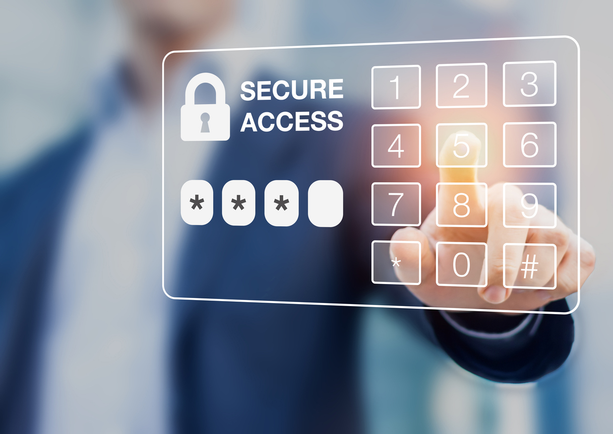 Person dialing password, virtual screen digital keypad, secure access, security SCIF Access Control